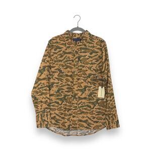 NWT United by Blue Olive SoftHemp Printed Chambray Button Down Shirt